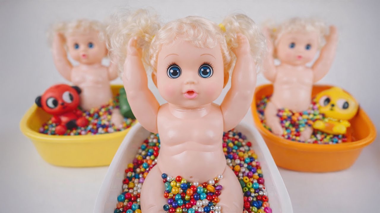 No Talking ASMR 😌 Clean Bathtubs Candy Color Mixing | 3D Animals