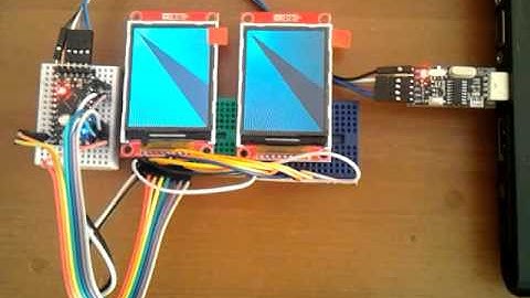 Arduino ProMini driving two 2.2" TFT Color LCD Modules
