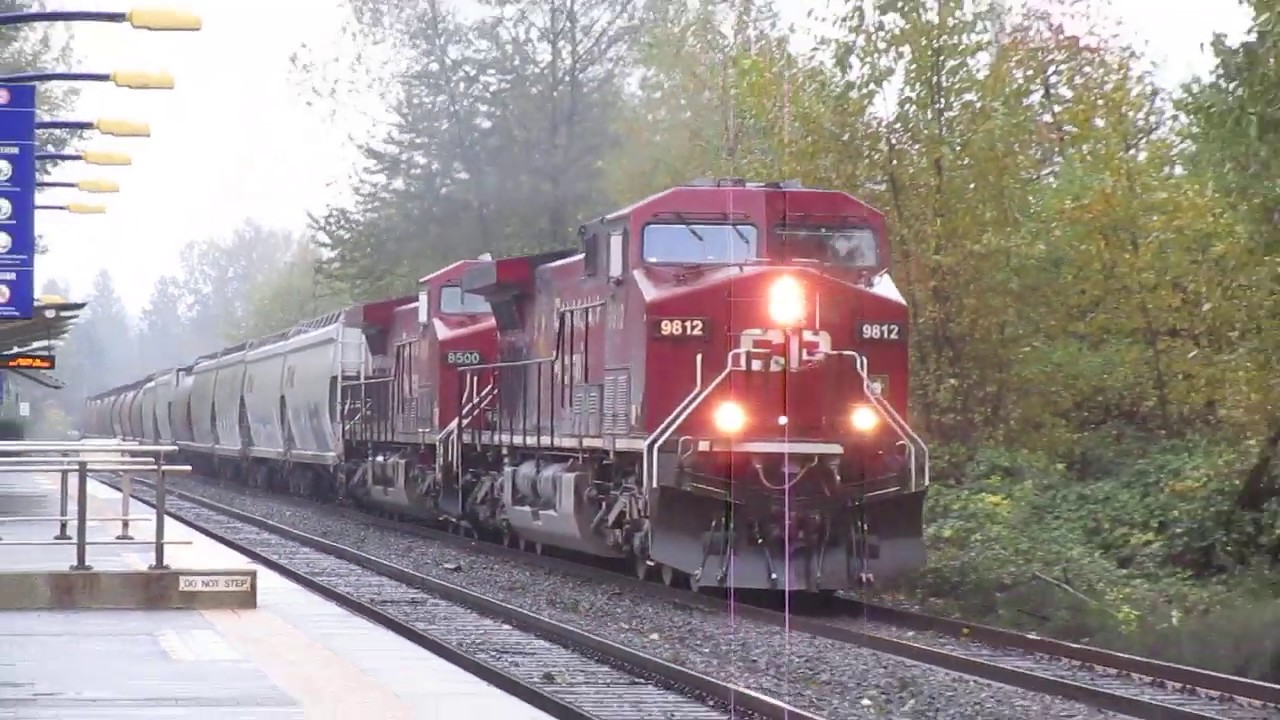 Canadian Pacific Grain Train in the Rain - Maple Meadows, BC (October 21st, 2017)