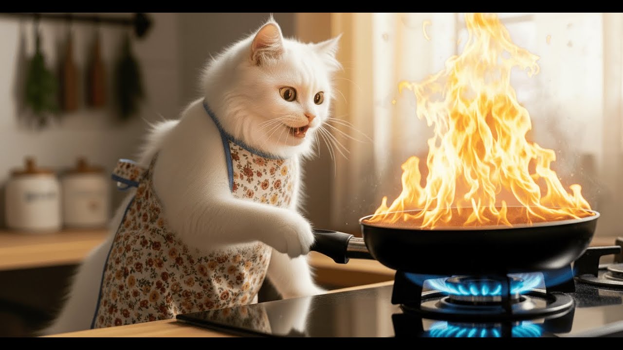Cinematic Cat Story 🐾 Mama Cat Cooking with Warmth