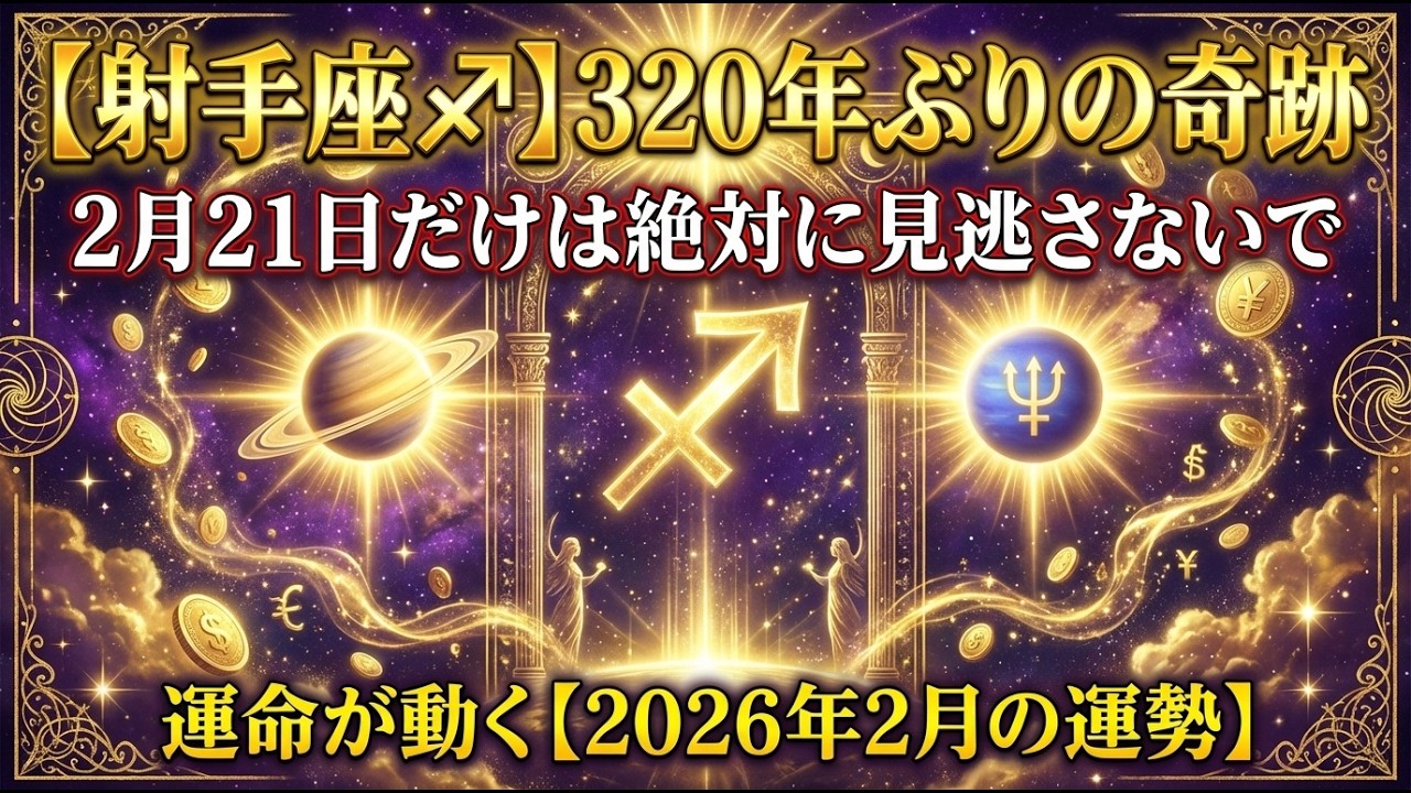 【射手座♐】320年ぶりの奇跡が、あなたの人生を変える。2月21日だけは絶対に見逃さないでください…運命が動く【2026年2月の運勢】