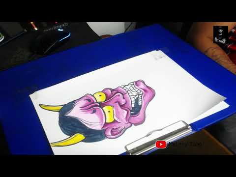 Video Hướng dẫn Cách vẽ mặt quỷ hanya (drawhanya tattoo) - youtube