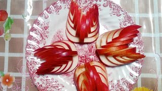 Apple 🍎 cutting trick || Apple 🍎 for salad decorations by Art of hand|| Hafsa's style