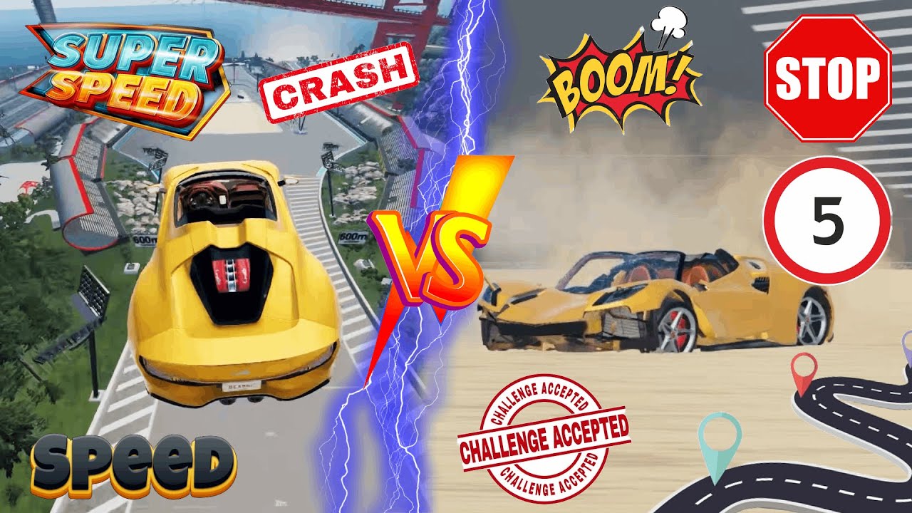 Epic Super Speed Car Jumps from Springboard #12 BeamNG Drive | Super ...