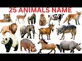 25 Animals🐘🐆🦏 Name with Sound English Hindi | Janwaron Ke Naam | Kids Learning | USA UK CANADA INDIA