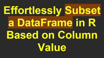 Effortlessly Subset a DataFrame in R Based on Column Value