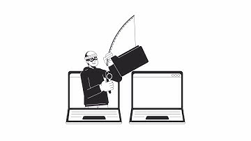 Phishing scam bw outline 2D animation