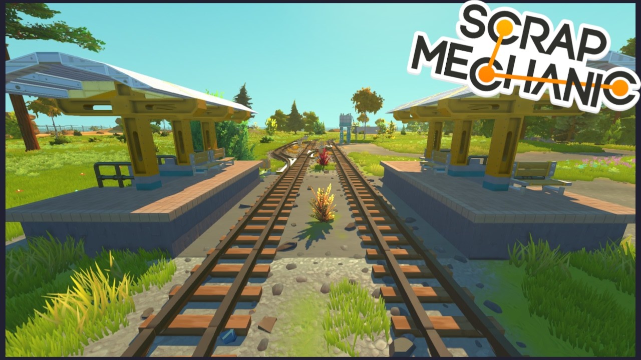 Train tracks on a terrain tile in Scrap Mechanic - YouTube