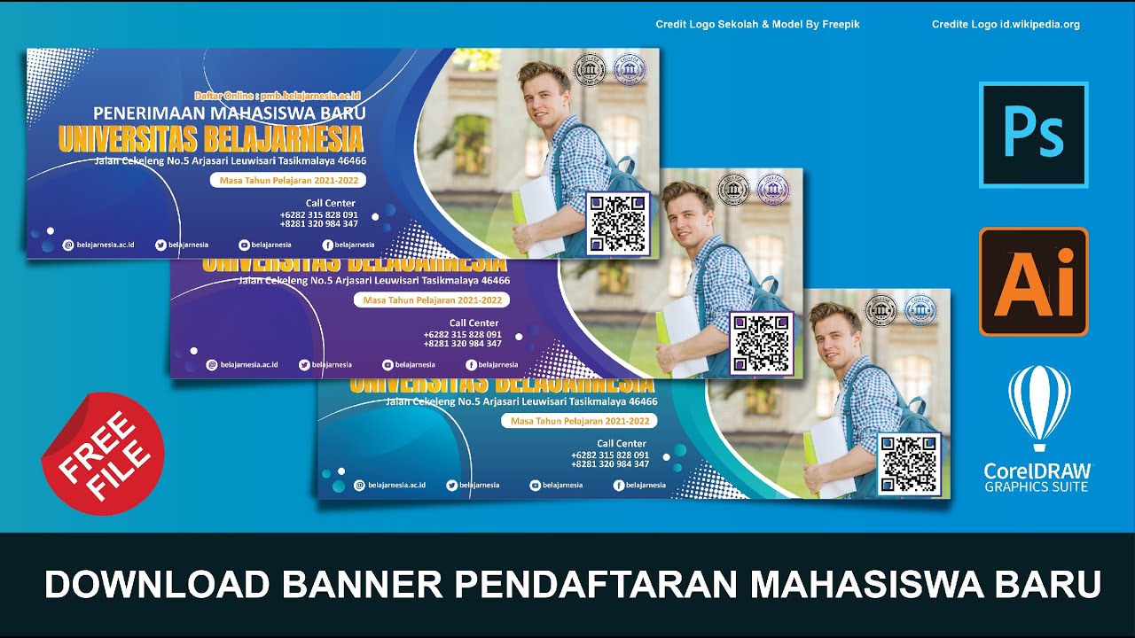 Free Download : File Spanduk Penerimaan Mahasiswa Baru Coreldraw, Ai dan photoshop Gratis