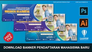 Free Download : File Spanduk Penerimaan Mahasiswa Baru Coreldraw, Ai dan photoshop Gratis
