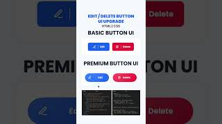 Edit / Delete Button UI Upgrade | Basic vs Premium | HTML CSS #button #buttondesign #shorts #foryou