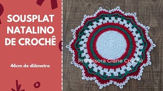 Sousplat Natalino de Crochê (46cm de diâmetro) Professora Giane Crochê