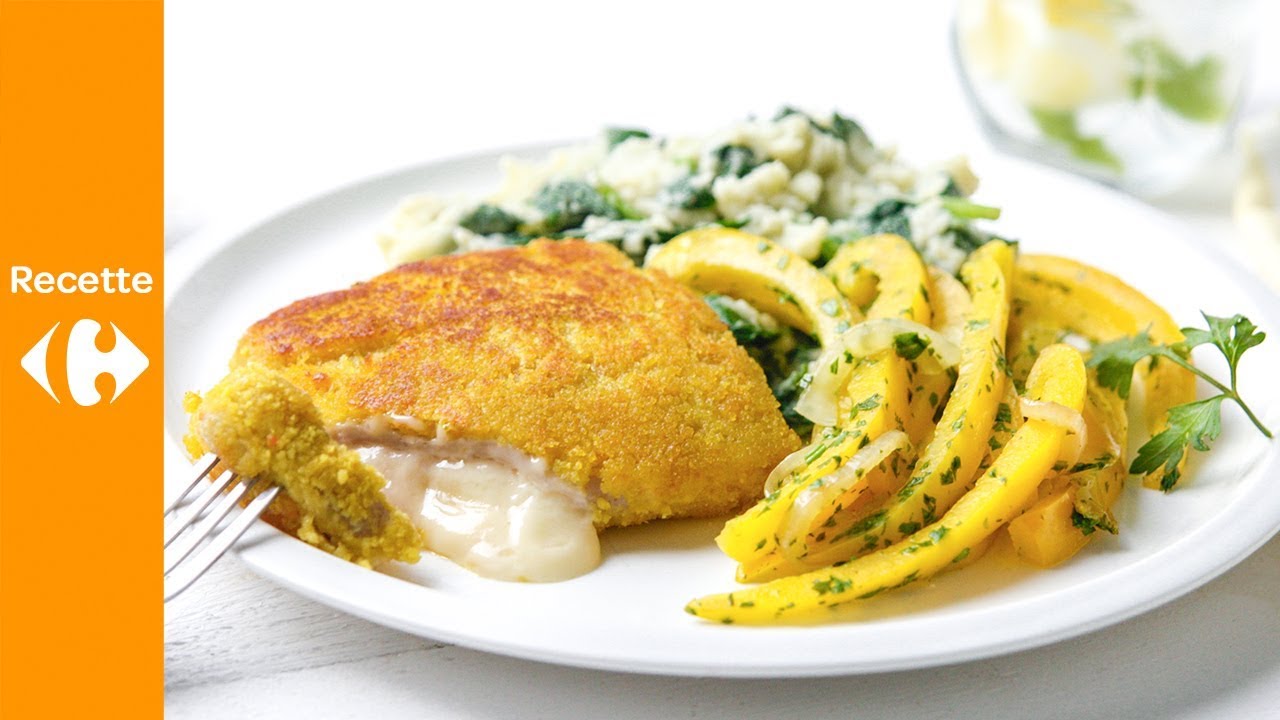 Cordonbleu, purée aux épinards et lanières de poivron YouTube