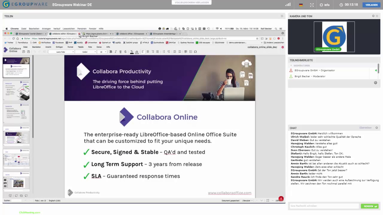 EGroupware Webinar Collabora Online Office 3.1