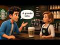 ☕ How to Order Coffee at Starbucks | Slow and Easy English Story for Beginners