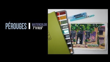 Perouges - Kuretake gansai tambi watercolor review and tutorial - Watercolor speed painting