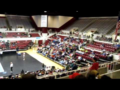 Hawaii's fight song, "Co-ed", is played inside Maples Pavilion before the 2009 NCAA Women's Volleyball Tournament Regional Final between #3 Hawaii Rainbow Wahine and #16 Michigan Wolverines in Stanford, California. Hawaii swept Michigan 25-23, 25-19, 25-18 to advance to the Final Four.