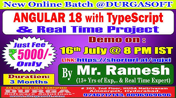 ANGULAR 18 with TypeScript Online Training @ DURGASOFT
