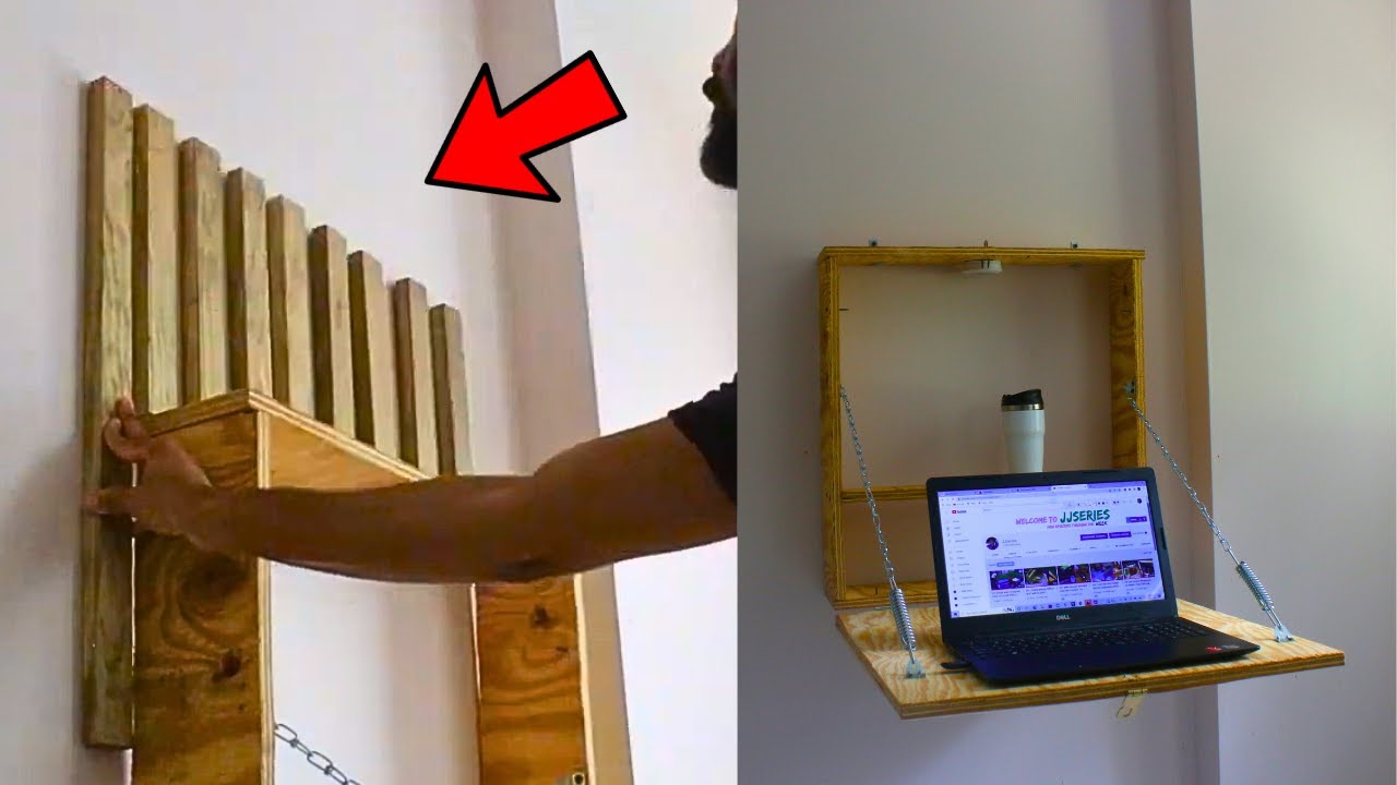 DIY I added a Renter Friendly WOOD SLAT WALL design to my DESK
