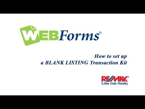 How to set up a BLANK LISTING Transaction Kit in WEBForms