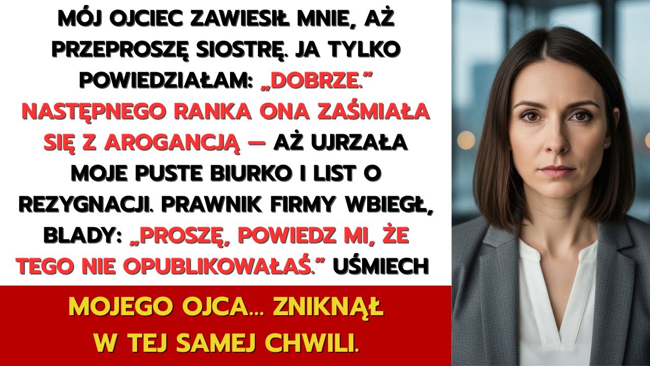 Mój ojciec zawiesił mnie, aż przeproszę siostrę. Ja tylko powiedziałam „Dobrze” Następnego ranka ona