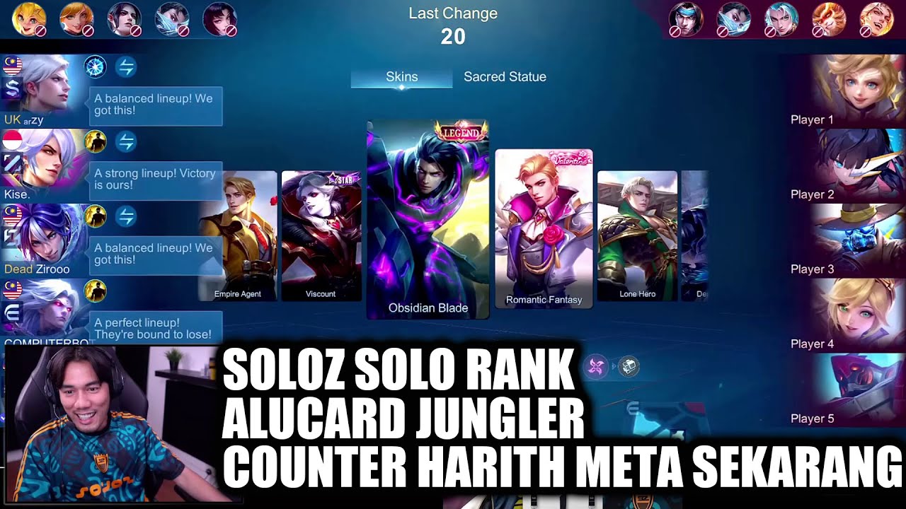 SOLOZ SOLO RANK ALUCARD JUNGLER🤯COUNTER HARITH META SEKARANG🤯