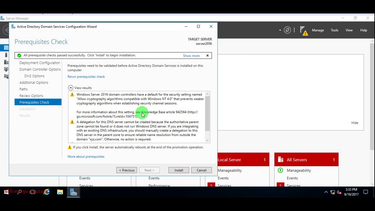 Installation Of Active Directory in windows server 2016 Step-By-Step ...