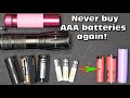 Flashlight AAA battery cartridge hack: Replace with Li-ion 14500/18500/18560 batteries