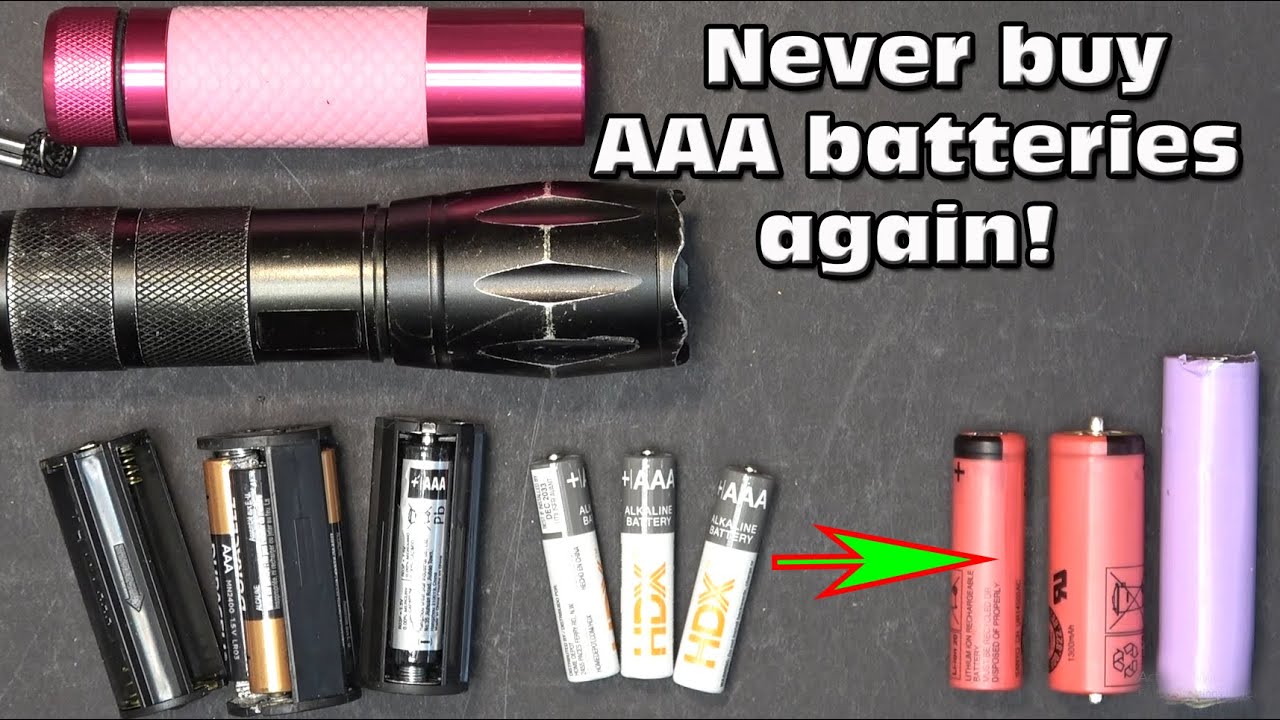 Flashlight AAA Battery Cartridge Hack Replace With Li ion 14500 18500 Flashlight AAA Battery Cartridge Hack Replace With Li ion 14500 18500