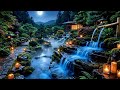 Japanese Zen Garden at Midnight 🏮 Water Stream Ambience for Sleep & Meditation