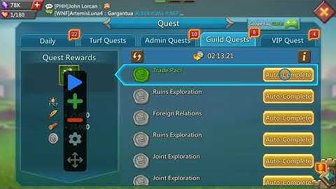 Lords Mobile Auto complete Admin and Guild Quest