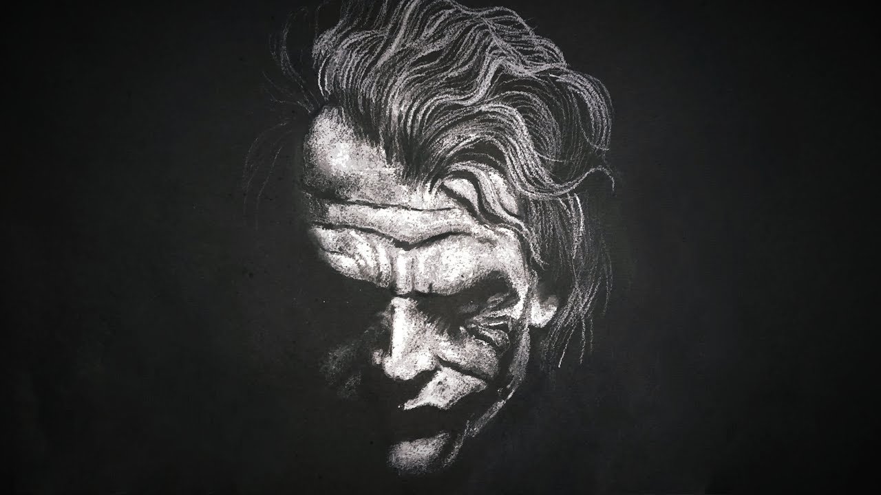 How To Draw Joker Step By Step Portrait Drawing Tutorial In White Charcoal Youtube