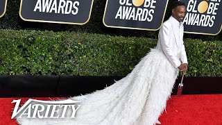 Bill Porter Wears Lavish Suit with Feathered Train at the Golden Globes Wealth