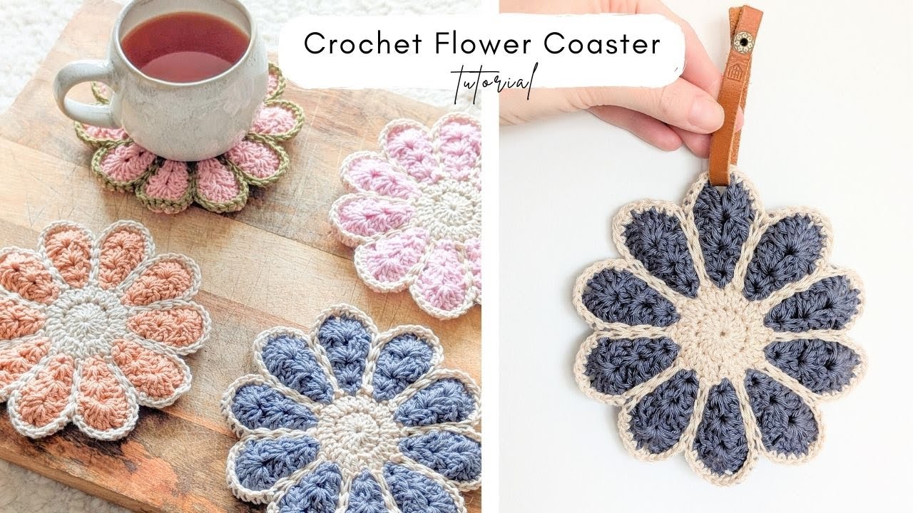 Простой мастер-класс по вязанию крючком подставки под кружку в виде цветка - бесплатная выкройка.