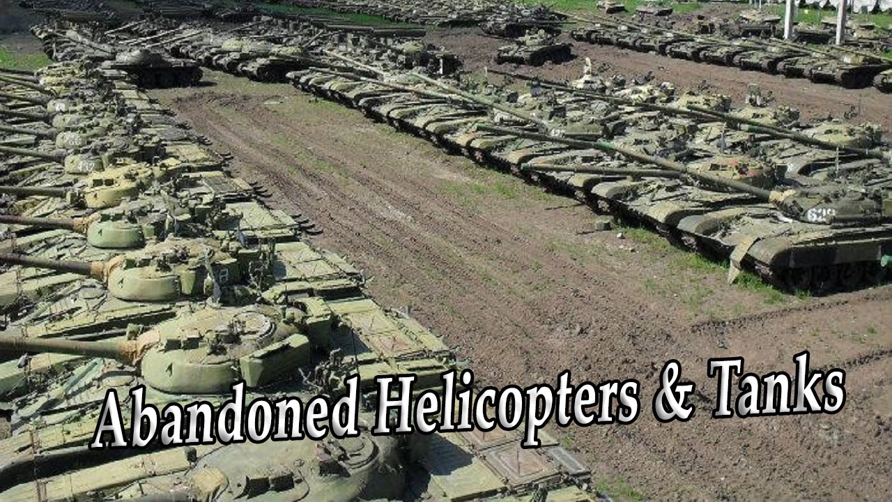 Abandoned Military Helicopters And Tanks. Junkyard Military Vehicles Exploring. Rusty Tanks