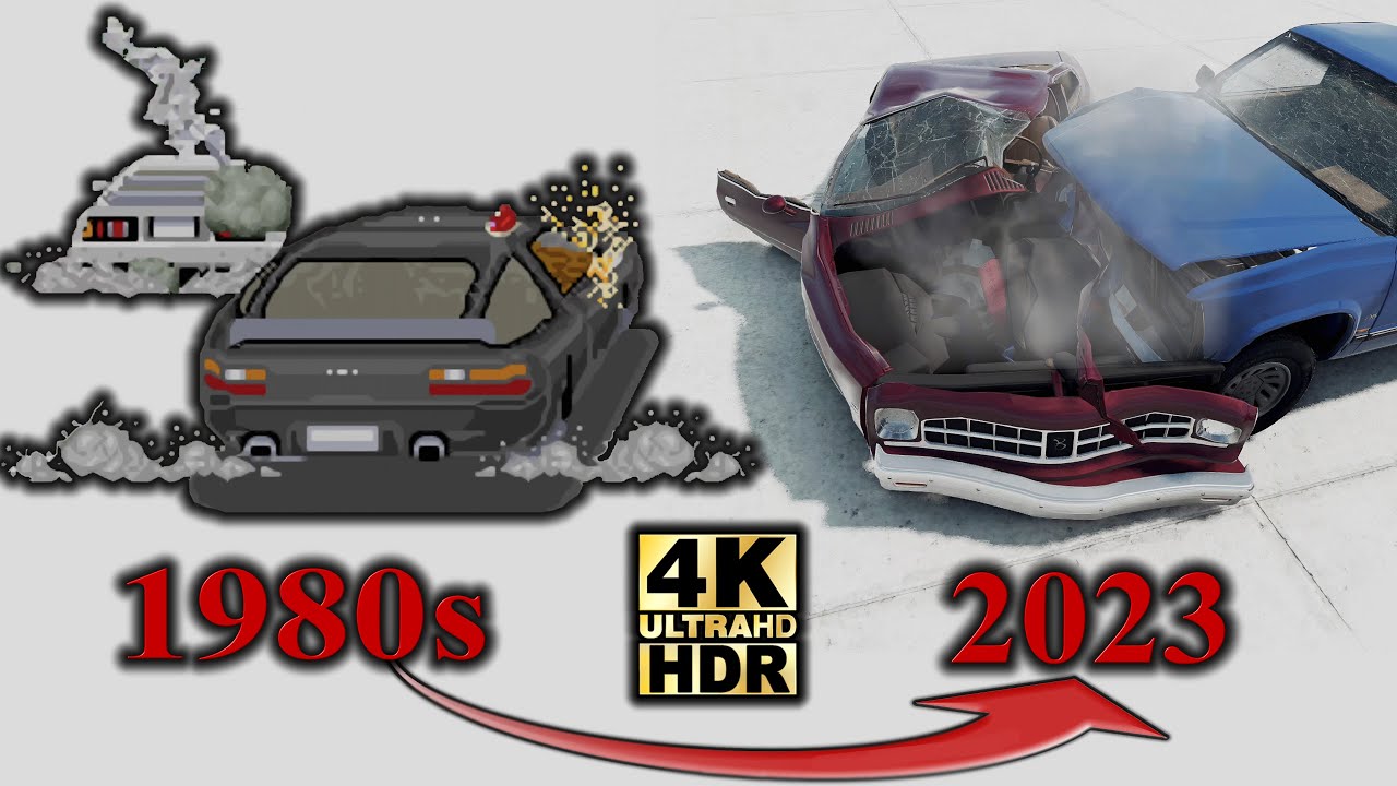 Evolution of Car Crash Physics in Video Games 1980s2023 in 4K HDR Max
