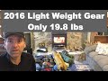 2016 AT Thru Hike Light Weight Gear - 19.8 lbs