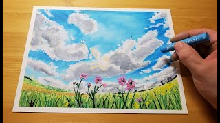 오일파스텔로 풍경화 그리기, Drawing Landscape with Oil Pastel