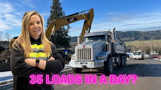 I hauled 35 solo loads in one day. Keeping my Kenworth T800 Dump truck busy.