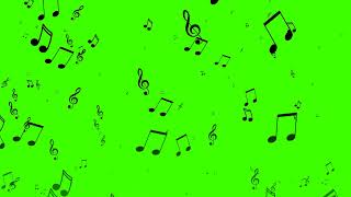 Футаж летающие ноты на зелёном фоне - хромакей