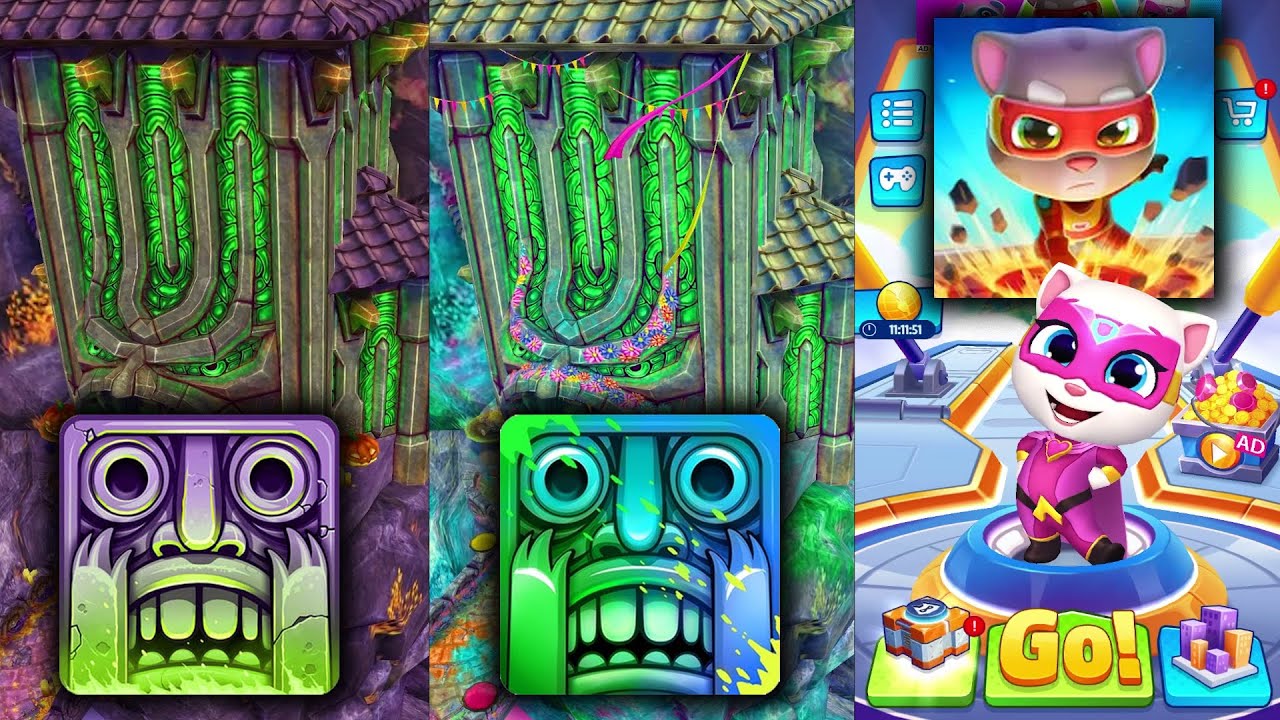 Temple Run 2 Spoky Summit Vs Temple Run 2 Holi Festival Vs Talking Tom Hero Dash - endless run game