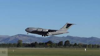 U.S. Air Force Boeing C-17A Globemaster III evening arrival at CHC 23 October 2026 (RCH203) 10-0216