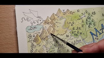 Watercolour Mapping with Karin fantasy map, part 2 (of 3)