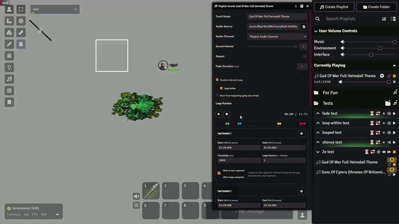 Foundry VTT Module: Sound Of Silence, V2.7.2 Sequenced Audio Loops Demo