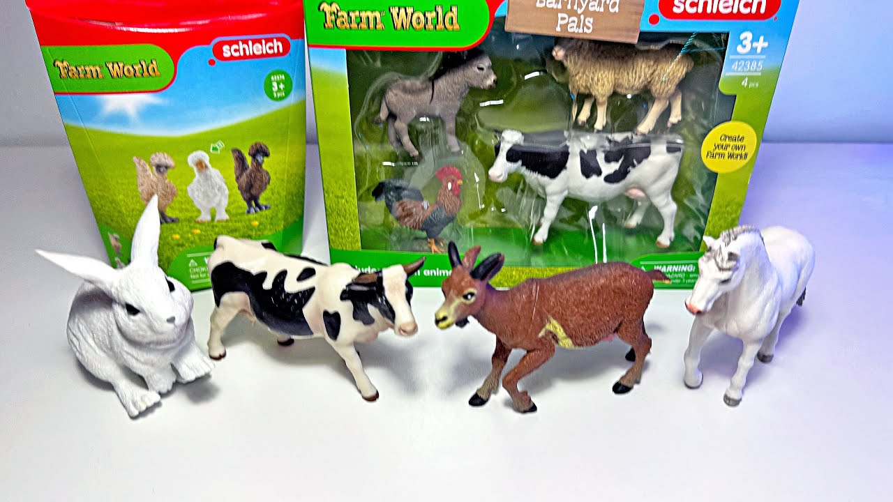 Новые сельскохозяйственные животные: коза, корова, осёл, кролик, свинья, свинья, курица, утка, бу...