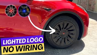 NEW Lighted Tesla Logo - Wheel Hub for Tesla Model 3/Y (No Wiring | Easy Installation) #teslamodely