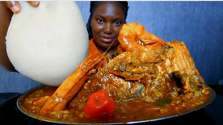 Cook and Eat With Me delicious okra soup mixed with ogbono/ Asmr mukbang 