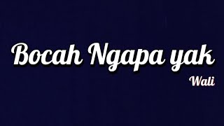 Download lagu Wali - Bocah Ngapa yak | Lirik
