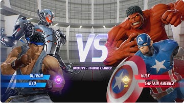Ultron and RYU vs Red Hulk and Captain America - MARVEL VS. CAPCOM: INFINITE