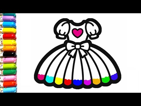 Princess Doll Dress Drawing, Painting and Coloring for Kids & Toddlers | Learn Colors 🌈👗